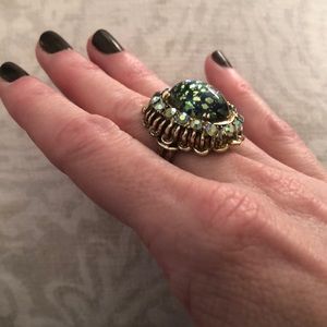 Gorgeous large vintage cocktail ring-unique blue stone! Boho adjustable size!